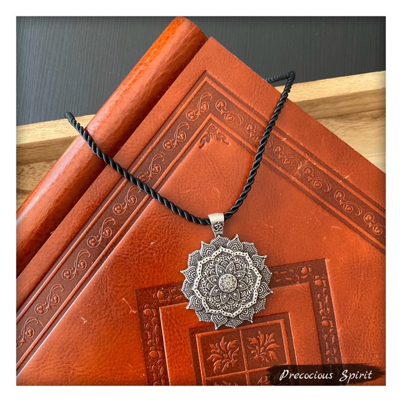 Jewelry - Antiqued Silver Mandala Meditation Art necklace